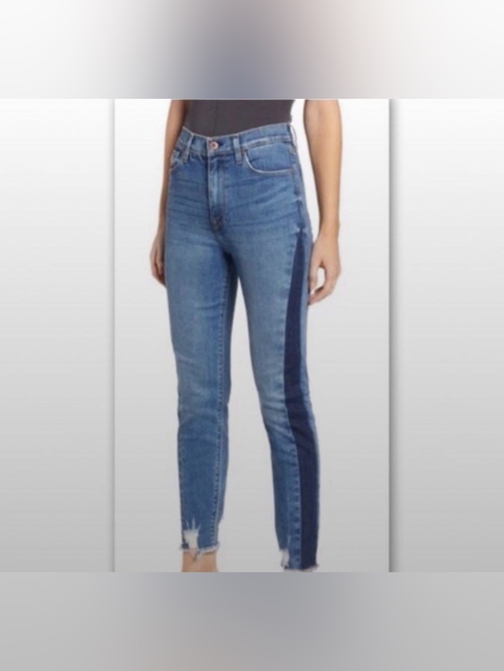 Hudson Holly High Rise Skinny Jeans Tuxedo Contrast Side Stripe Raw Hem Size 30